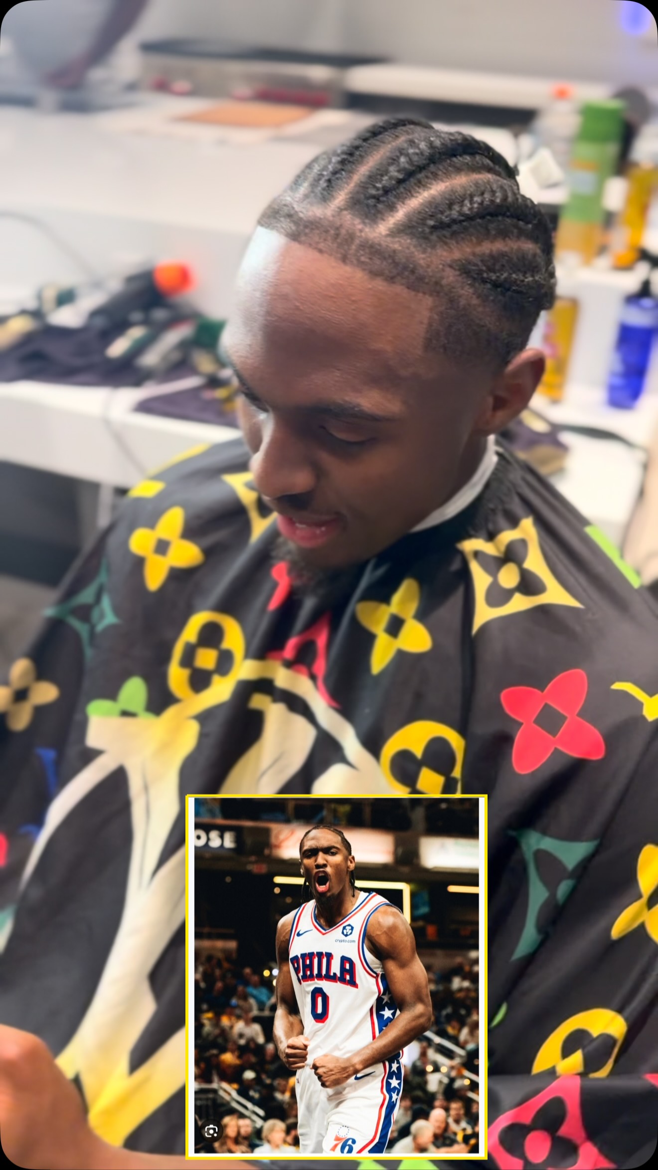 Adult braided hairstyle with a sharp lineup by The Don LA